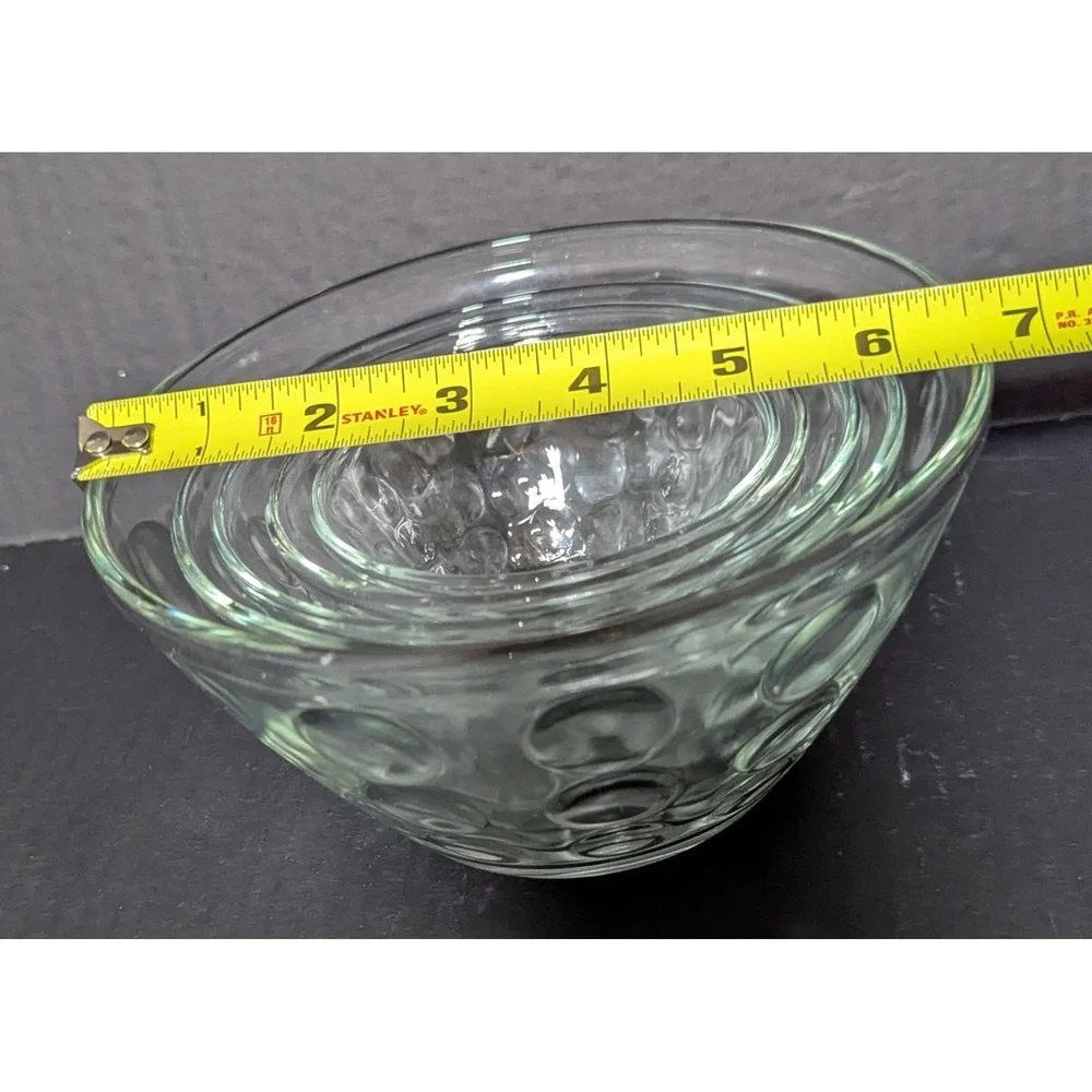 Vintage Hazel Atlas Raised Dot‎ Nested Mixing Bowls Clear Set of Five